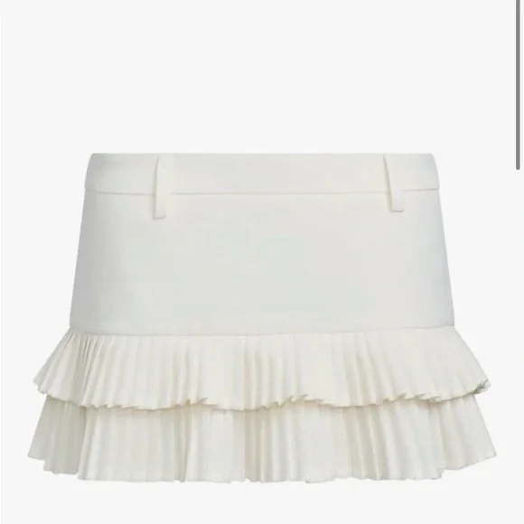 Qelvarine White Pleated Ruffle Mini Skort – Low Rise – Side Zip – Size XS - Picture 2 of 11